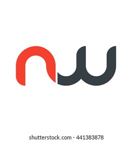initial letter nw linked round lowercase logo red