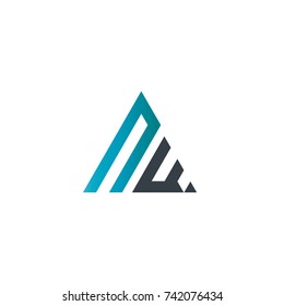 Initial Letter NW Linked Triangle Design Logo