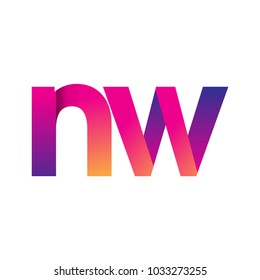 Initial Letter NW Logo Lowercase, magenta and orange, Modern and Simple Logo Design.