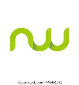 initial letter nw modern linked circle round lowercase logo green