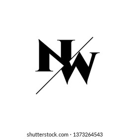 Initial Letter NW Monogram Sliced. Logo template isolated on white background