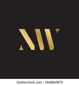 Initial letter nw uppercase modern logo design template elements. Gold letter Isolated on black  background. Suitable for business, consulting group company.