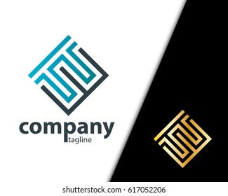 Initial Letter NW W Maze Concept Design Logo