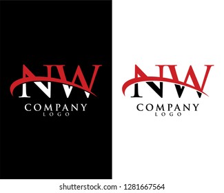 initial letter nw, wn logotype company logo swoosh design vector