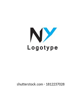 Initial Letter NX Design Logo in two colors, blue and black