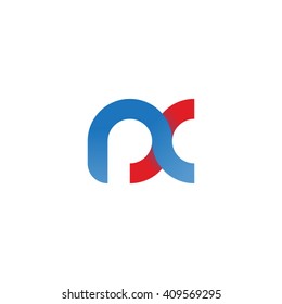 initial letter nx linked round lowercase logo blue red
