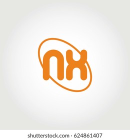 initial letter nx logo purple on white background