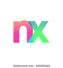 Initial Letter NX Lowercase Logo green, pink and Blue, Modern and Simple Logo Design.