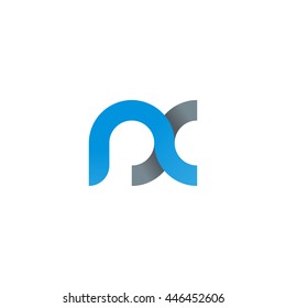 initial letter nx modern linked circle round lowercase logo blue gray