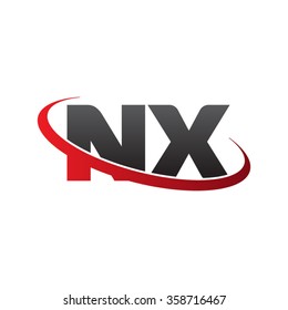 initial letter NX swoosh ring company logo red black
