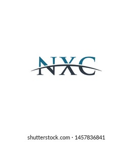 Initial letter NXC, overlapping movement swoosh horizon logo company design inspiration in blue and gray color vector