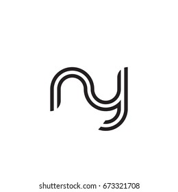 Initial letter ny, linked outline rounded lowercase, monogram black
