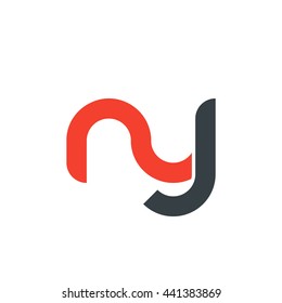 initial letter ny linked round lowercase logo red