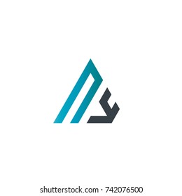 Initial Letter NY Linked Triangle Design Logo