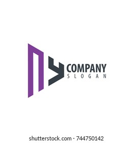 Initial Letter NY Linked Triangle Design Logo