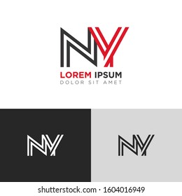 Initial Letter NY linked uppercase overlap modern logo design template. Suitable for business, consulting group company