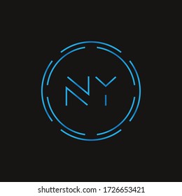 Initial Letter NY Logo Design Vector Vorlage. Design für NY-Letter-Logos in digitaler Abstraktion