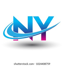 initial letter NY logotype company name colored blue and magenta swoosh design. vector logo for business and company identity.
