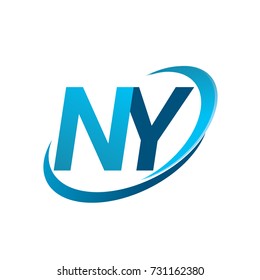 initial letter NY logotype company name colored blue swoosh design concept. vector logo for business and company identity.