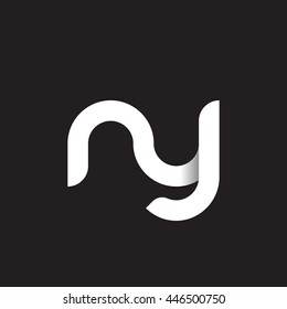 initial letter ny modern linked circle round lowercase logo white black