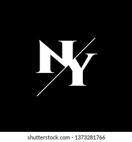 Initial Letter NY Monogram Sliced. Logo template isolated on black background