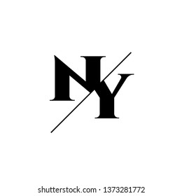Initial Letter NY Monogram Sliced. Logo template isolated on white background