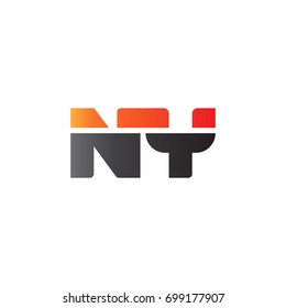 Initial letter NY, straight linked line bold logo, gradient fire red black colors