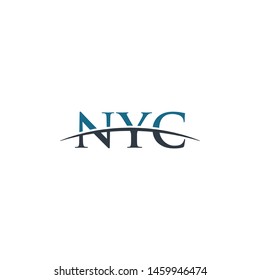 Initial letter NYC, overlapping movement swoosh horizon logo company design inspiration in blue and gray color vector