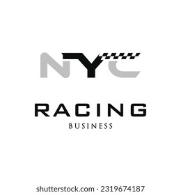 Initial Letter NYC Racing Icon Logo Design Template