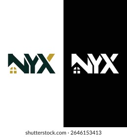 Letra inicial NYX com casa Modelo de design de logotipo de negócios imobiliário.