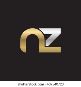 initial letter nz linked round lowercase logo gold silver black background