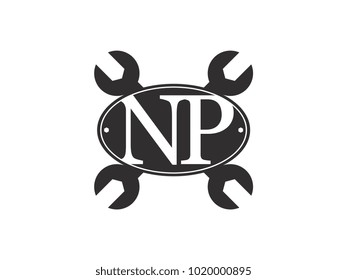 Initial letter NZ logo automotive club with crossed wrench black
