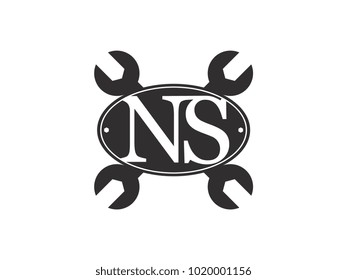 Initial letter NZ logo automotive club with crossed wrench black