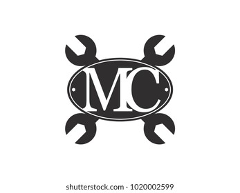Initial letter NZ logo automotive club with crossed wrench black