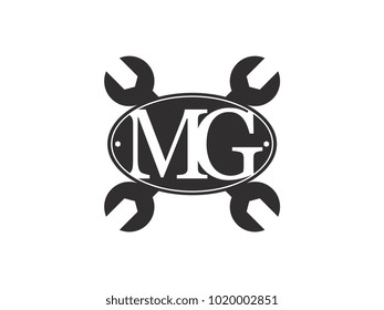 Initial letter NZ logo automotive club with crossed wrench black