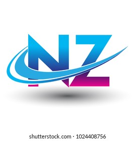 initial letter NZ logotype company name colored blue and magenta swoosh design. vector logo for business and company identity.
