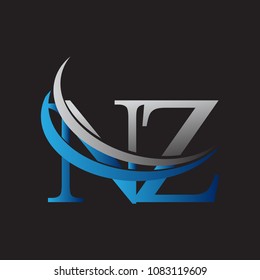 initial letter NZ logotype company name colored blue and grey swoosh design. vector logo for business and company identity.