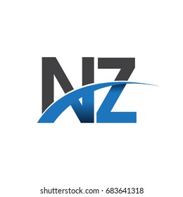initial letter NZ logotype company name colored blue and grey swoosh design. vector logo for business and company identity.
