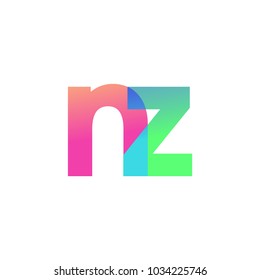 Initial Letter NZ Lowercase Logo green, pink and Blue, Modern and Simple Logo Design.