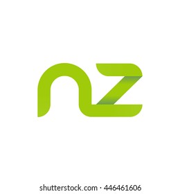 initial letter nz modern linked circle round lowercase logo green