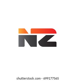 Initial letter NZ, straight linked line bold logo, gradient fire red black colors