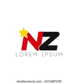 Initial letter nz yellow star logo red black