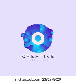 Letra inicial plantilla de logotipo O 3D diseño de esferas de círculo colorido para identidad empresarial y de empresa