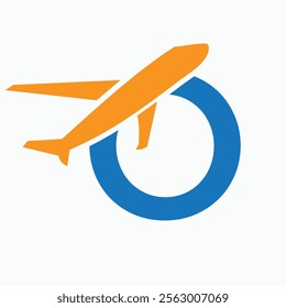 Initial Letter O Airplane Logo Concept For Travel Symbol And Transportation Sign