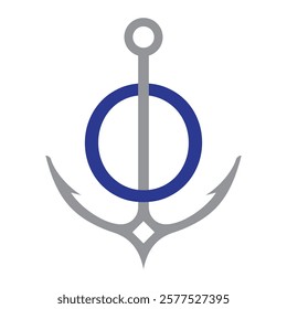 Initial Letter O Anchor Logo Design Concept For Boat, Ship, Yacht, Nautical Transport Symbol