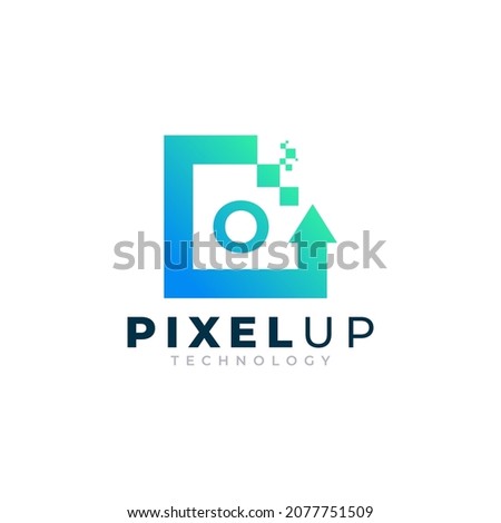 Initial Letter O with Arrow Pixel Logo Design Inspiration