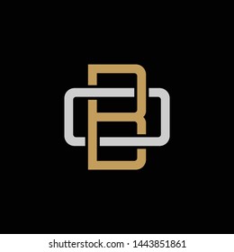 Initial letter O and B, OB, BO, overlapping interlock logo, monogram line art style, silver gold on black background