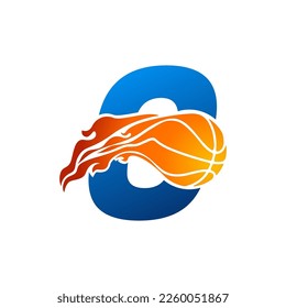 Initial Letter O Basketball Logo Concept with fireball