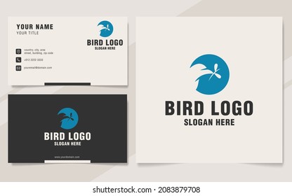 Initial letter O and bird logo with business card template