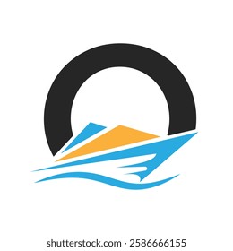 Initial Letter O Boat Logo Concept For Sailor Symbol Vector Template